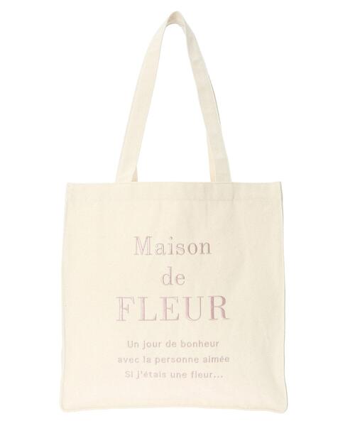 Maison de FLEUR（メゾンドフルール）の「ブランドロゴ刺繍スクエアトートバッグ（トートバッグ・レディース・ブラック/ライトピンク/ピンク・FREE）」の7枚目の写真