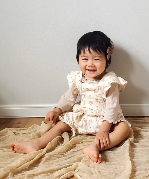 MAKE YOUR DAY（メイクユアデイ）の「Wガーゼフリルロンパース（ロンパース・キッズ・アイボリー/ピンク/モカ・80/70）」の22枚目の写真