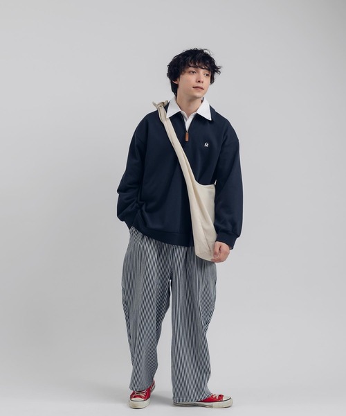 MUHET（ミュエータ）の「【セットアップ可能】ヒッコリーバルーンパンツ（デニムパンツ・レディース・ネイビー・MEDIUM/X-LARGE/SMALL）」の6枚目の写真