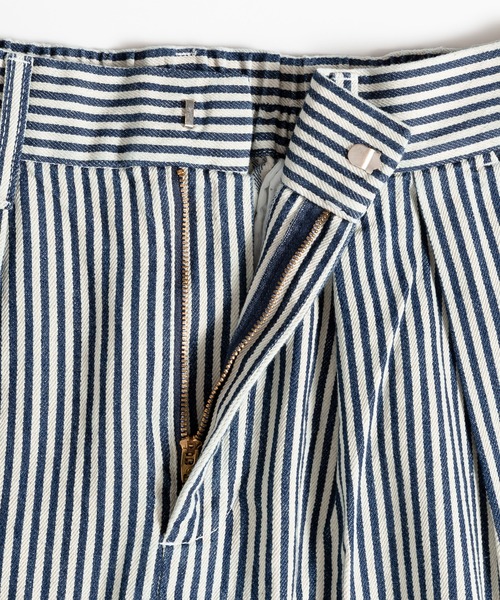 MUHET（ミュエータ）の「【セットアップ可能】ヒッコリーバルーンパンツ（デニムパンツ・レディース・ネイビー・MEDIUM/X-LARGE/SMALL）」の4枚目の写真