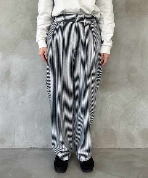 MUHET（ミュエータ）の「【セットアップ可能】ヒッコリーバルーンパンツ（デニムパンツ・レディース・ネイビー・MEDIUM/X-LARGE/SMALL）」の7枚目の写真
