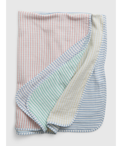 GAP(ギャップ)の「クリンクルガーゼ カラーブロック ブランケット (ベビー)(その他ベビー用品・キッズ・ホワイト・ONESIZE)」の1枚目の写真