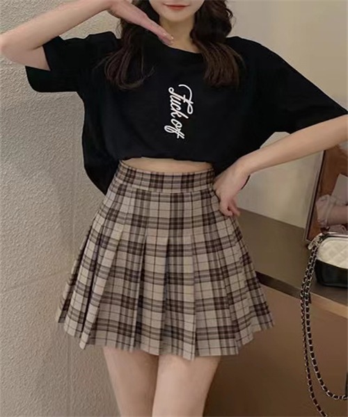 FREE STYLISTS(フリー スタイリスト)の「プリーツチェックミニスカート(スカート・レディース・ブラック/カーキ/グレー・L/S/M/XL)」の21枚目の写真