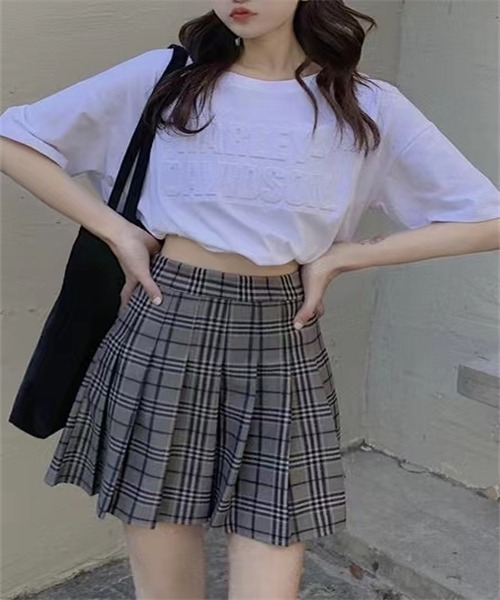 FREE STYLISTS(フリー スタイリスト)の「プリーツチェックミニスカート(スカート・レディース・ブラック/カーキ/グレー・L/S/M/XL)」の17枚目の写真