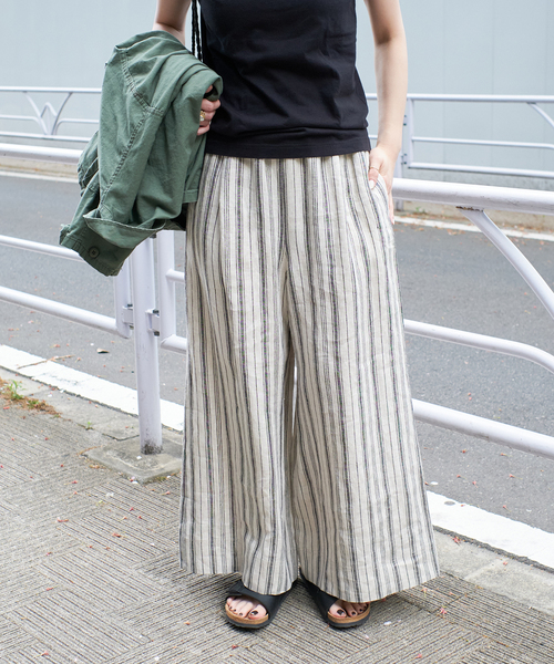 B.C STOCK(ベーセーストック)の「リネンパンツ(スラックス・レディース・グリーン/ベージュ/ブルー系その他/ブラック・FREE)」の5枚目の写真