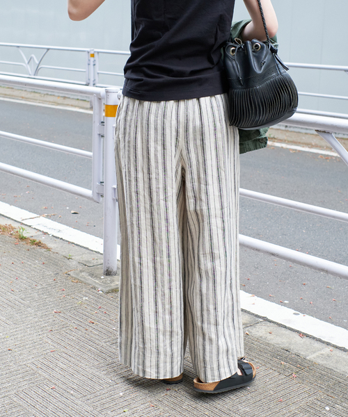 B.C STOCK(ベーセーストック)の「リネンパンツ(スラックス・レディース・グリーン/ベージュ/ブルー系その他/ブラック・FREE)」の6枚目の写真