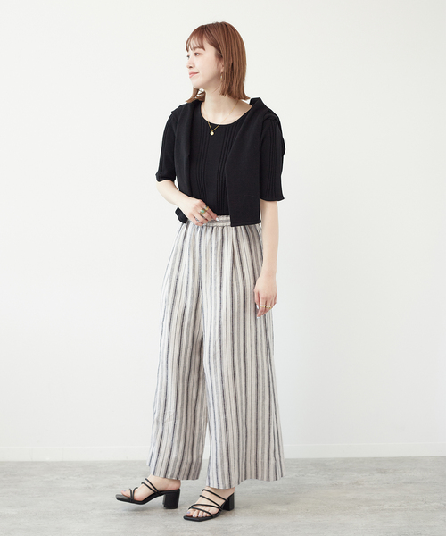 B.C STOCK(ベーセーストック)の「リネンパンツ(スラックス・レディース・グリーン/ベージュ/ブルー系その他/ブラック・FREE)」の9枚目の写真