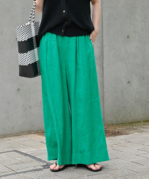 B.C STOCK(ベーセーストック)の「リネンパンツ(スラックス・レディース・グリーン/ベージュ/ブルー系その他/ブラック・FREE)」の14枚目の写真
