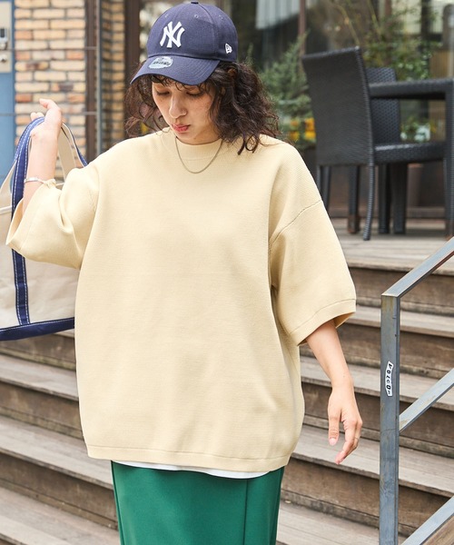 BARK MANHATTAN(バークマンハッタン)の「【洗えるニット+カットソー2点SET】オーバーサイズ捲縮サマーニット&半袖Tシャツ/軽量×抗ピリング×ウォッシャブル×帯電防止(Tシャツ/カットソー・メンズ・ブラック/チャコールグレー/アイボリー/モカ/カーキ/ネイビー・M/L)」の19枚目の写真