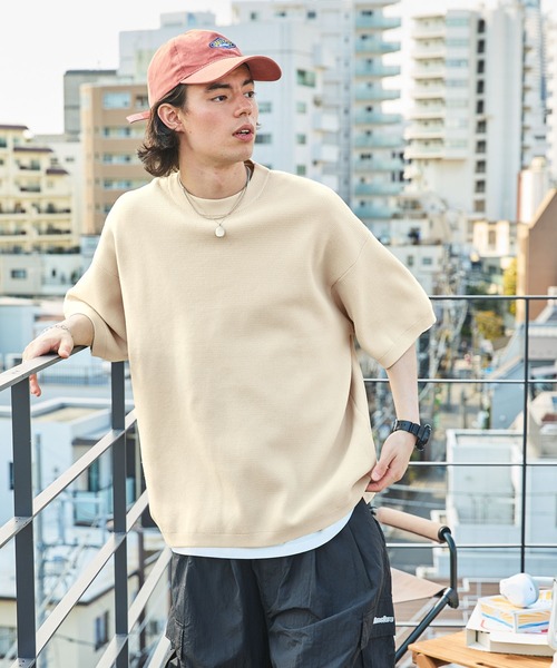 BARK MANHATTAN(バークマンハッタン)の「【洗えるニット+カットソー2点SET】オーバーサイズ捲縮サマーニット&半袖Tシャツ/軽量×抗ピリング×ウォッシャブル×帯電防止(Tシャツ/カットソー・メンズ・ブラック/チャコールグレー/アイボリー/モカ/カーキ/ネイビー・M/L)」の20枚目の写真