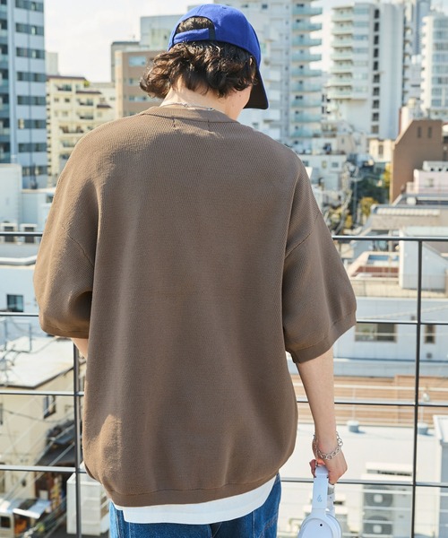 BARK MANHATTAN(バークマンハッタン)の「【洗えるニット+カットソー2点SET】オーバーサイズ捲縮サマーニット&半袖Tシャツ/軽量×抗ピリング×ウォッシャブル×帯電防止(Tシャツ/カットソー・メンズ・ブラック/チャコールグレー/アイボリー/モカ/カーキ/ネイビー・M/L)」の11枚目の写真