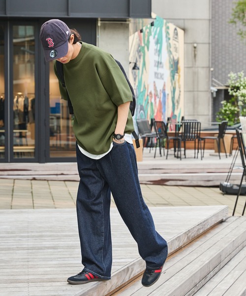 BARK MANHATTAN(バークマンハッタン)の「【洗えるニット+カットソー2点SET】オーバーサイズ捲縮サマーニット&半袖Tシャツ/軽量×抗ピリング×ウォッシャブル×帯電防止(Tシャツ/カットソー・メンズ・ブラック/チャコールグレー/アイボリー/モカ/カーキ/ネイビー・M/L)」の14枚目の写真