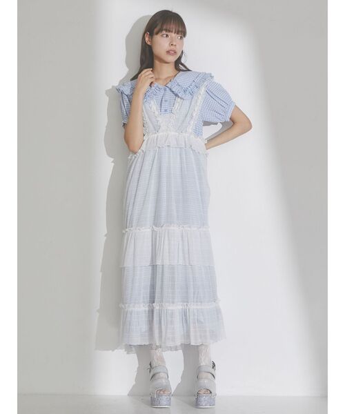 merry jenny（メリージェニー）の「チュールフリルレイヤードワンピース（ワンピース・レディース・ブラック/アイボリー・FREE）」の4枚目の写真