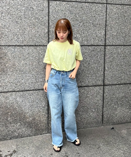 feepur（フェピュール）の「エンブロイダリーロゴカラーTee（Tシャツ/カットソー・レディース・チャコールグレー/オフホワイト/グリーン/ピンク/ネイビー・MEDIUM）」の7枚目の写真