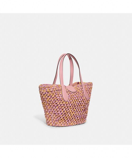 COACH コーチ かごバッグ フラワー トートバッグ ピンク☆保存袋あり COACH（コーチ）の「スモール トート（かごバッグ）（かごバッグ