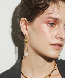 【金属アレルギー対応】Link chain pearl pierce/2WAYチェーンパールピアス/両耳用