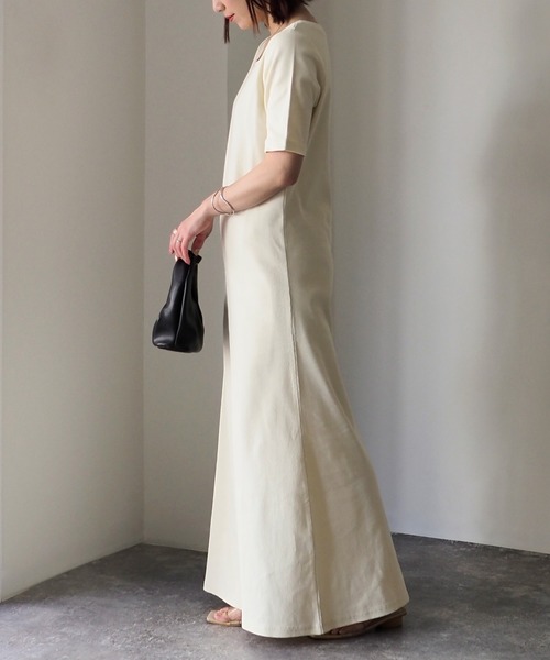 Riberry（リベリー）の「スクエアネックテレコワンピース（ワンピース・レディース・ブラック/アイボリー/オートミール・FREE）」の13枚目の写真