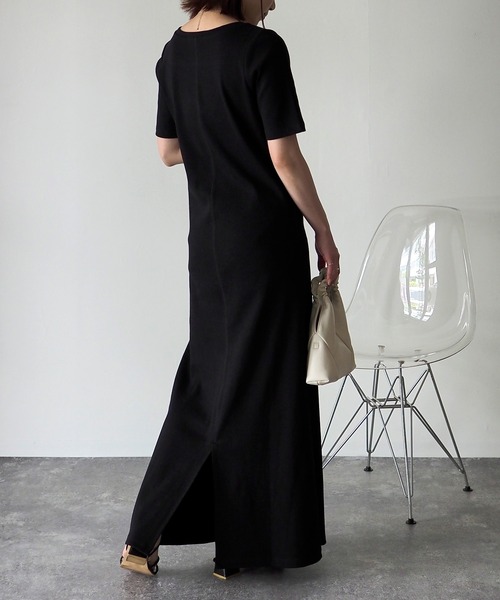 Riberry（リベリー）の「スクエアネックテレコワンピース（ワンピース・レディース・ブラック/アイボリー/オートミール・FREE）」の12枚目の写真