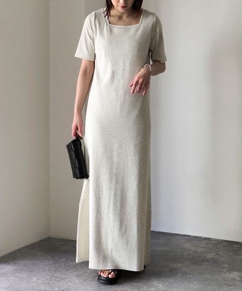 Riberry（リベリー）の「スクエアネックテレコワンピース（ワンピース・レディース・ブラック/アイボリー/オートミール・FREE）」の11枚目の写真