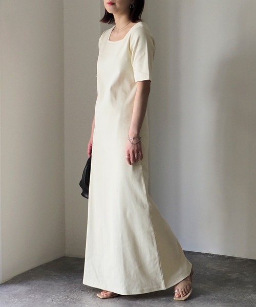 Riberry（リベリー）の「スクエアネックテレコワンピース（ワンピース・レディース・ブラック/アイボリー/オートミール・FREE）」の18枚目の写真