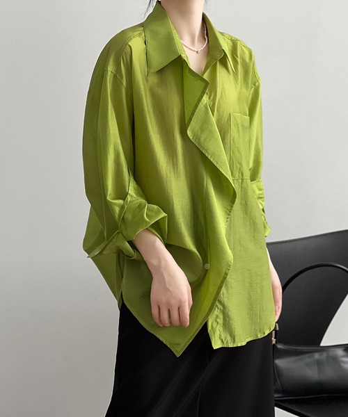 aimoha（アイモハ）の「UVカット　シアー　ビッグシャツ (SS)（シャツ/ブラウス・レディース・グリーン/グレー/ホワイト・LARGE/MEDIUM）」の16枚目の写真