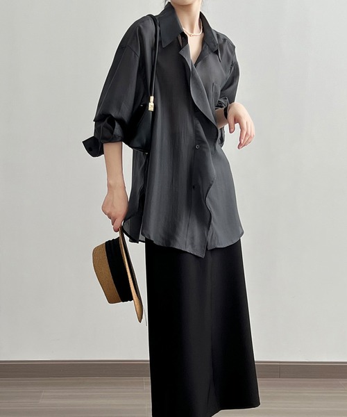 ブラウス シャツ UVカット　シアー　ビッグシャツ レディース aimoha ブラウス シャツ UVカット シアー ビッグシャツ