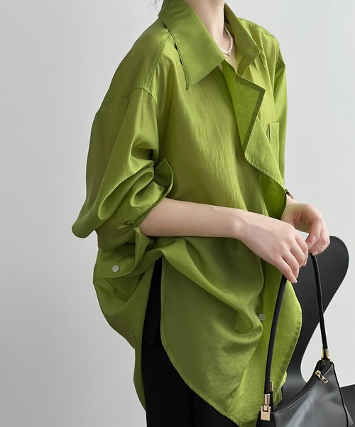 ブラウス シャツ UVカット　シアー　ビッグシャツ レディース aimoha ブラウス シャツ UVカット シアー ビッグシャツ