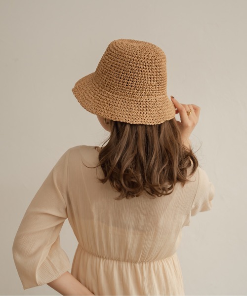 Ambre Neige（アンブルネージュ）の「透かし編みペーパーハット／【WEB/EC限定商品】（ハット・レディース・ベージュ/オフホワイト・FREE）」の7枚目の写真