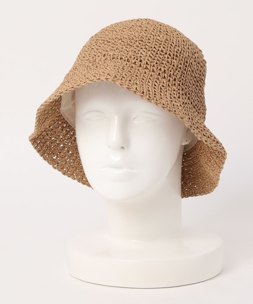 Ambre Neige（アンブルネージュ）の「透かし編みペーパーハット／【WEB/EC限定商品】（ハット・レディース・ベージュ/オフホワイト・FREE）」の5枚目の写真