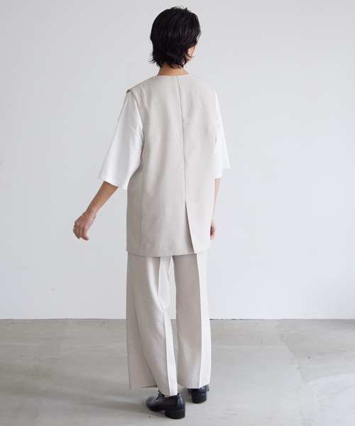 リネンライクタックストレートパンツ【サスティナブル】（その他