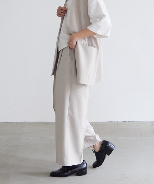 リネンライクタックストレートパンツ【サスティナブル】（その他