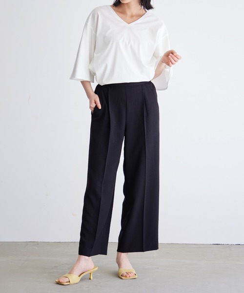 for/c（フォーシー）の「リネンライクタックストレートパンツ【サスティナブル】（その他パンツ・レディース・ブラック/チャコール/ベージュ/イエロー・M/L/LL）」の16枚目の写真