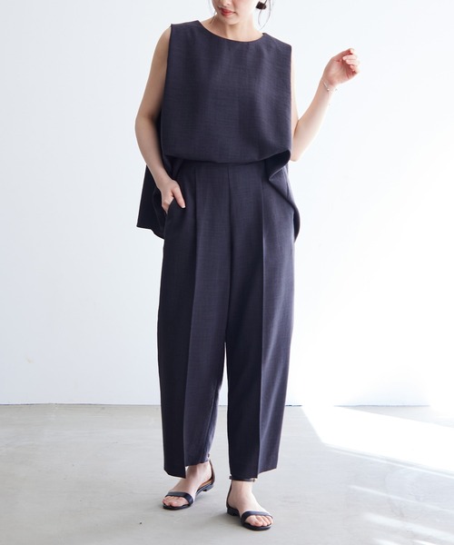 for/c（フォーシー）の「リネンライクタックストレートパンツ【サスティナブル】（その他パンツ・レディース・ブラック/チャコール/ベージュ/イエロー・M/L/LL）」の6枚目の写真