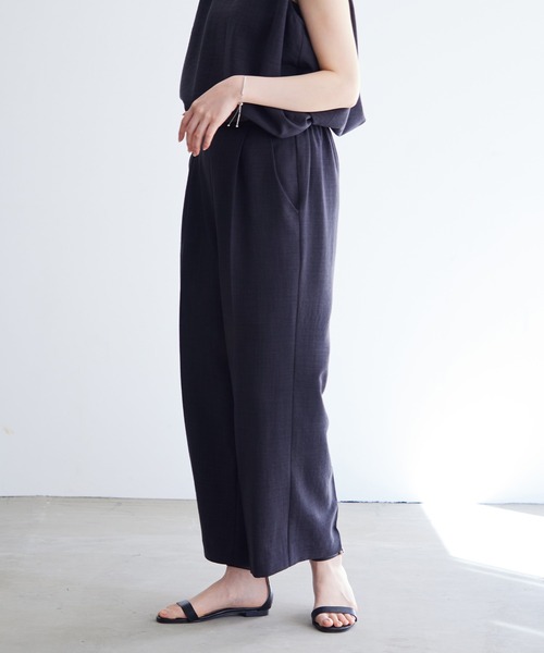 リネンライクタックストレートパンツ【サスティナブル】（その他
