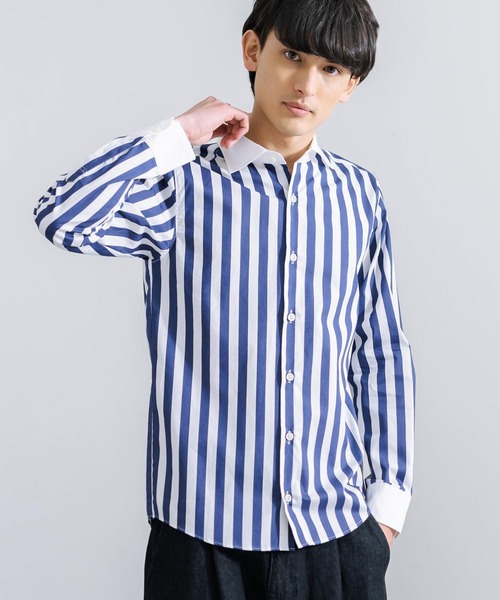 Rocky Monroe(ロッキーモンロー)の「日本製 ウイングカラー 無地ストライプ 長袖シャツ(シャツ/ブラウス・メンズ・ブラック/ホワイト/ブルー/ピンク/ネイビー/ワイン/ブラック系その他/ブルー系その他/ブラック系その他2/ブラック系その他3/ブラック系その他4/ブルー系その他2/ネイビー系/ネイビー系1・LL/M/L)」の12枚目の写真