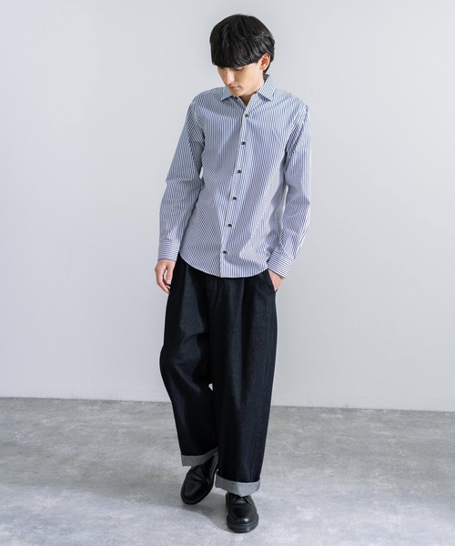 Rocky Monroe(ロッキーモンロー)の「日本製 ウイングカラー 無地ストライプ 長袖シャツ(シャツ/ブラウス・メンズ・ブラック/ホワイト/ブルー/ピンク/ネイビー/ワイン/ブラック系その他/ブルー系その他/ブラック系その他2/ブラック系その他3/ブラック系その他4/ブルー系その他2/ネイビー系/ネイビー系1・LL/M/L)」の18枚目の写真