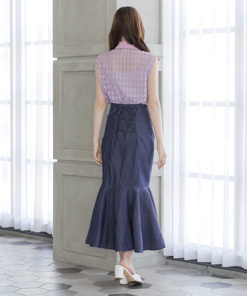 Julia Boutique(ジュリアブティック)の「千鳥格子柄パイピングブラウス×キャミソール2点セット/23041(Tシャツ/カットソー・レディース・ラベンダー/ホワイト/ピンク・ONE)」の8枚目の写真