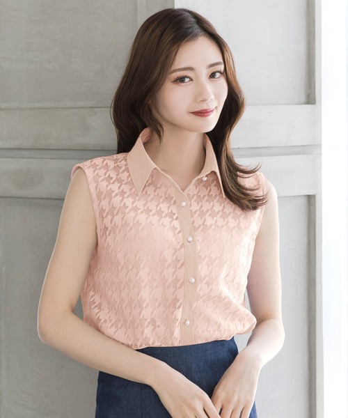Julia Boutique(ジュリアブティック)の「千鳥格子柄パイピングブラウス×キャミソール2点セット/23041(Tシャツ/カットソー・レディース・ラベンダー/ホワイト/ピンク・ONE)」の11枚目の写真