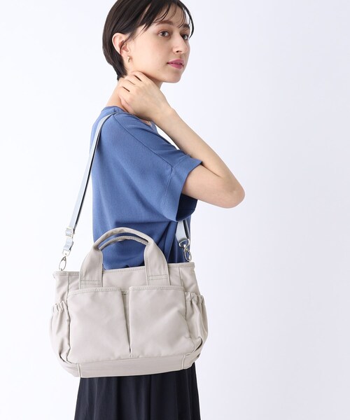 OPAQUE.CLIP（オペークドットクリップ）の「◆【撥水加工/2WAY】ギャザーポケットミドルトートバッグ（トートバッグ・レディース・グレー/ブラック/ベビーピンク/ベージュ・00）」の12枚目の写真