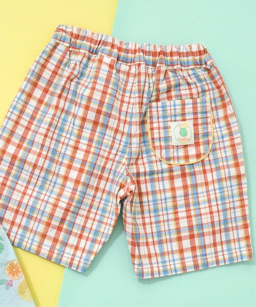 apres les cours（アプレレクール）の「【セットアップ・お揃い可能】チェック・トロピカル ハーフパンツ_5分丈（その他パンツ・キッズ・チェック/ミント・90/80/100/110/120/130）」の2枚目の写真