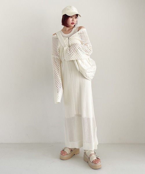 Heather（ヘザー）の「ZIPメッシュカーデ2Pワンピース 966701