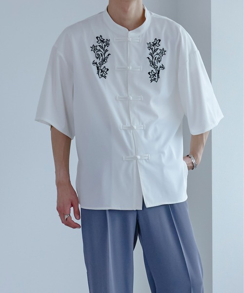 Ellno Loset（エルノロゼット）の「チャイナ刺繍シャツ（シャツ/ブラウス・メンズ・ブラック/オフホワイト・SMALL/MEDIUM/LARGE）」の11枚目の写真