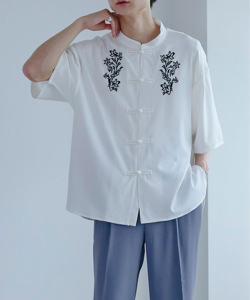 Ellno Loset（エルノロゼット）の「チャイナ刺繍シャツ（シャツ/ブラウス・メンズ・ブラック/オフホワイト・SMALL/MEDIUM/LARGE）」の16枚目の写真