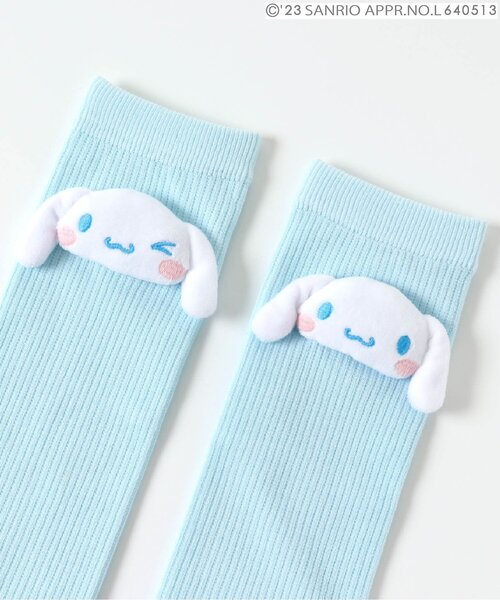 sanrio(サンリオ)の「ポムポムプリン/シナモロールコラボラトル付きレッグウォーマー(ベビーシューズ/ベビーソックス・キッズ・サックスブルー/イエロー・90)」の4枚目の写真