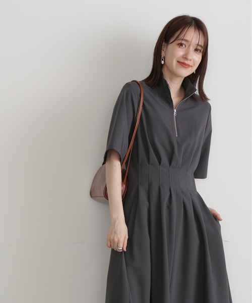 N.(N. Natural Beauty Basic)(エヌエヌナチュラルビューティーベーシック)の「◆スタンドハーフジップワンピース(ワンピース・レディース・ライトベージュ/グレー・MEDIUM)」の15枚目の写真