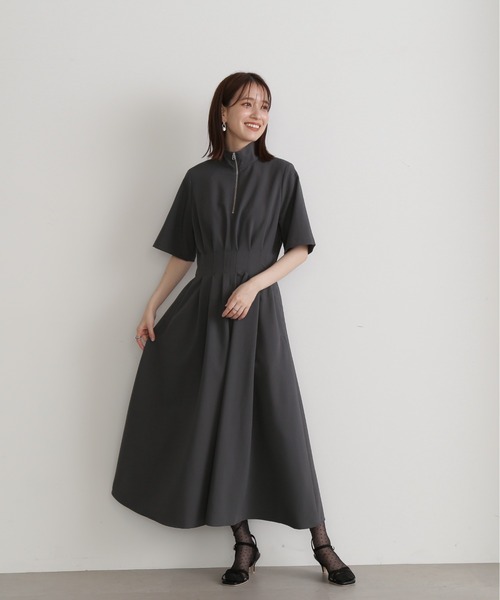 N.(N. Natural Beauty Basic)(エヌエヌナチュラルビューティーベーシック)の「◆スタンドハーフジップワンピース(ワンピース・レディース・ライトベージュ/グレー・MEDIUM)」の18枚目の写真