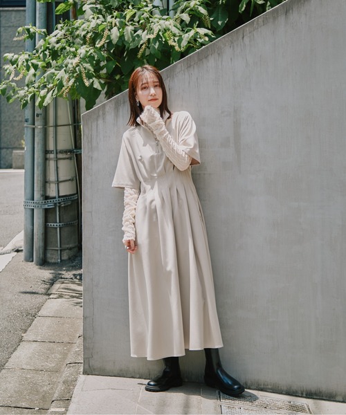 N.(N. Natural Beauty Basic)(エヌエヌナチュラルビューティーベーシック)の「◆スタンドハーフジップワンピース(ワンピース・レディース・ライトベージュ/グレー・MEDIUM)」の5枚目の写真