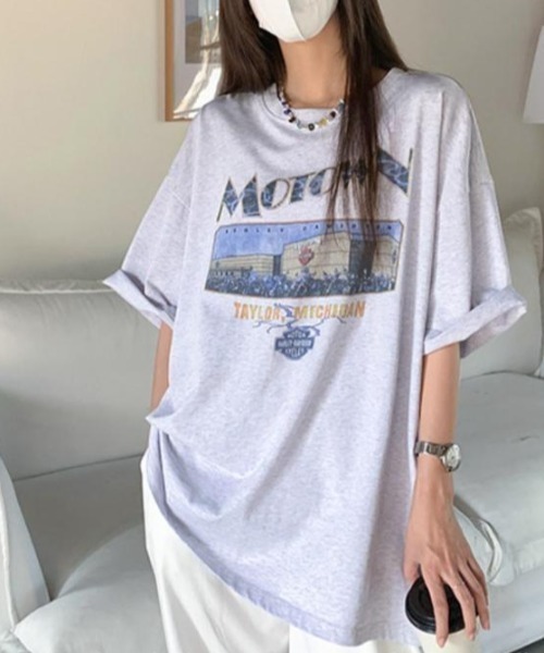 Achic(アシック)の「前プリント半袖Tシャツ(Tシャツ/カットソー・レディース・グレー/ブラック・M)」の4枚目の写真