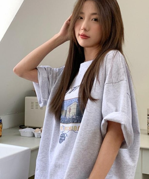 Achic(アシック)の「前プリント半袖Tシャツ(Tシャツ/カットソー・レディース・グレー/ブラック・M)」の5枚目の写真