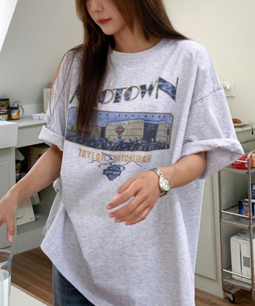 Achic(アシック)の「前プリント半袖Tシャツ(Tシャツ/カットソー・レディース・グレー/ブラック・M)」の7枚目の写真